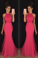 Charming Chiffon Mermaid Halter Long Party Dress, Prom Dresses